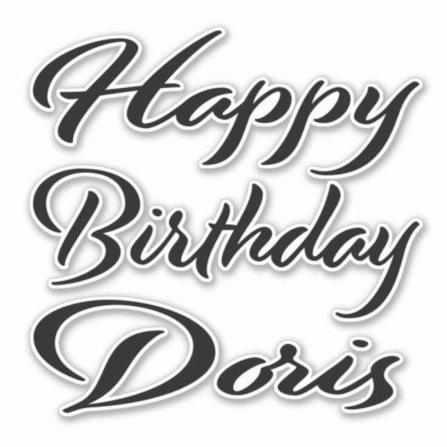 Sticker Doris Name Prénom Anniversaire de la Broderie noir (Devant)