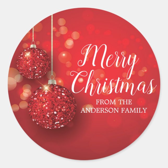 Sticker d'ornement rouge Joyeux Noël (Devant)