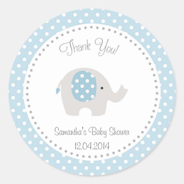 Sticker Douche Bébé Eléphant Cute Bleu (Devant)