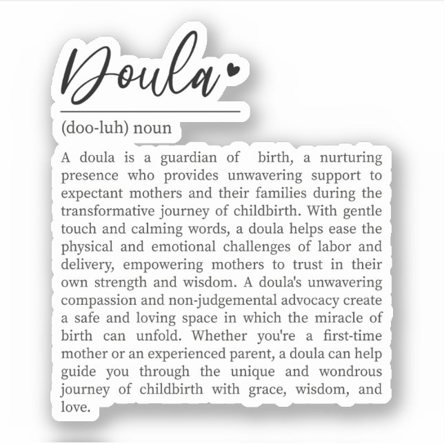 Sticker Doula Gift, Travailleuse à la naissance, Doula Déf (Devant)
