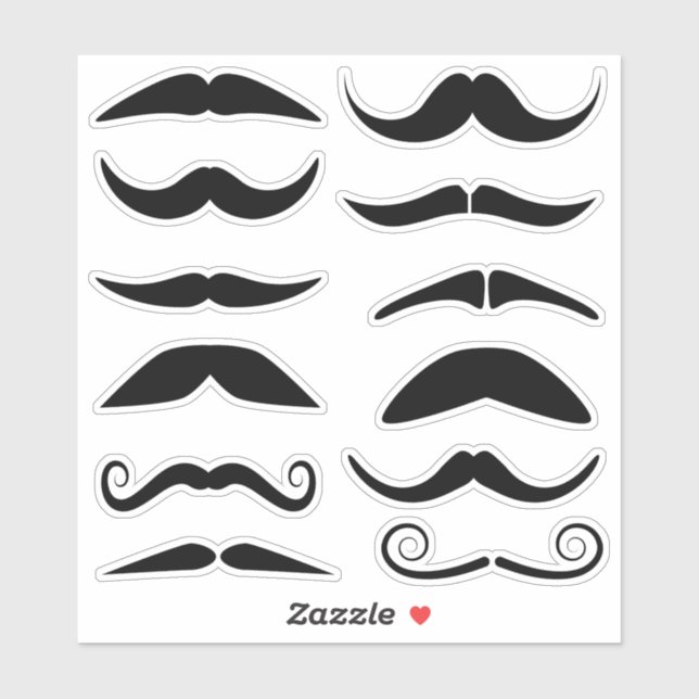 Sticker Douze Moustaches noires (Feuille)