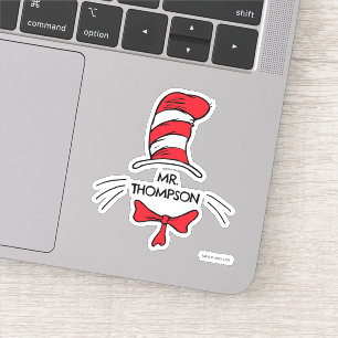 Sticker Dr Seuss   Chat dans le Casquette Nom de l'enseign