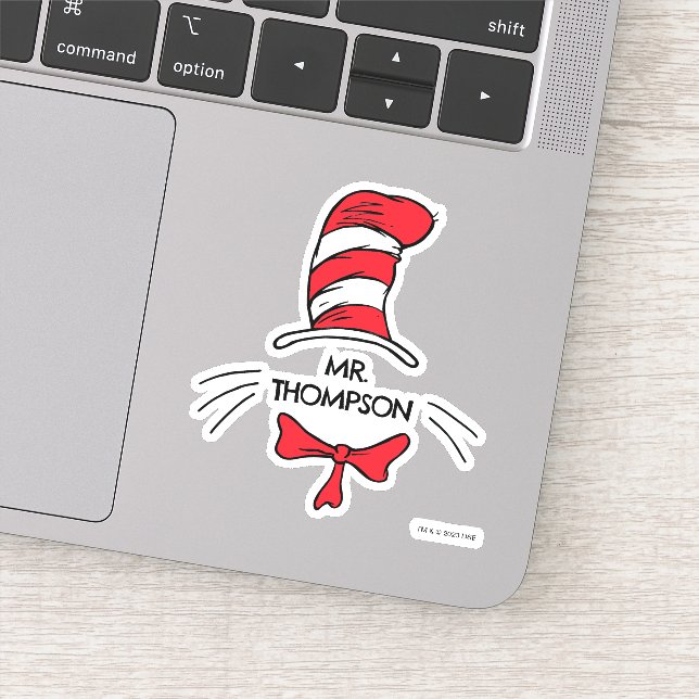 Sticker Dr Seuss | Chat dans le Casquette Nom de l'enseign (Détail)