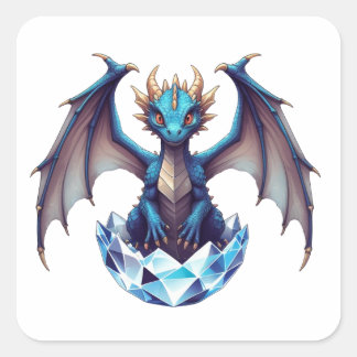 Sticker Drache schlüpft aus kristallinem Ei