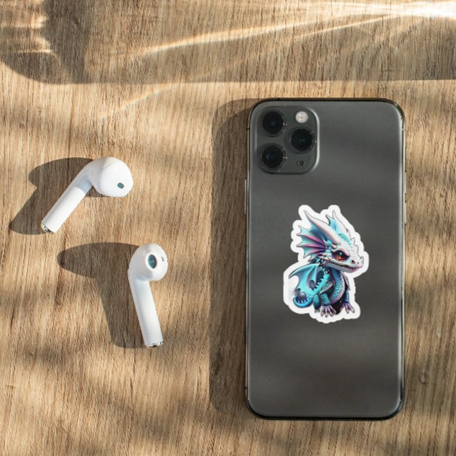 Sticker Dragon blanc bleu mignon (Créateur téléchargé)