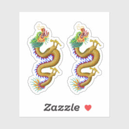 Sticker Dragon chinois jaune/or