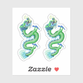 Sticker Dragon chinois vert et bleu