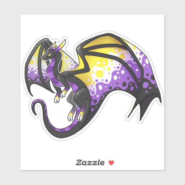 Sticker Dragon de fierté non binaire (Feuille)