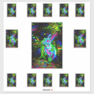 Sticker Dragon de lapin psychédélique à Neon Imaginaire
