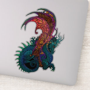 Sticker Dragon de style Art nouveau en couleur