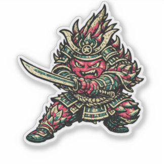 Sticker Dragon Fruit Duelist — Funny Exotic Fruit Samurai 