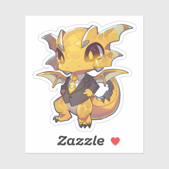 Sticker Dragon Jaune en costume (Feuille)