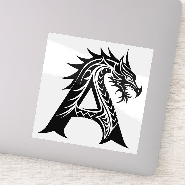 Sticker Dragon Styled Letter A, Dragon Alphabet, Monogram (Détail)