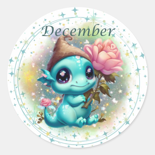 Sticker Dragon Turquoise Décembre Birthstone (Devant)