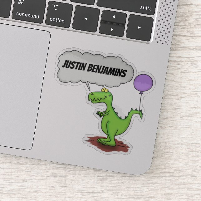 Sticker Dragon vert mignon et drôle avec dessin animé fumé (Détail)