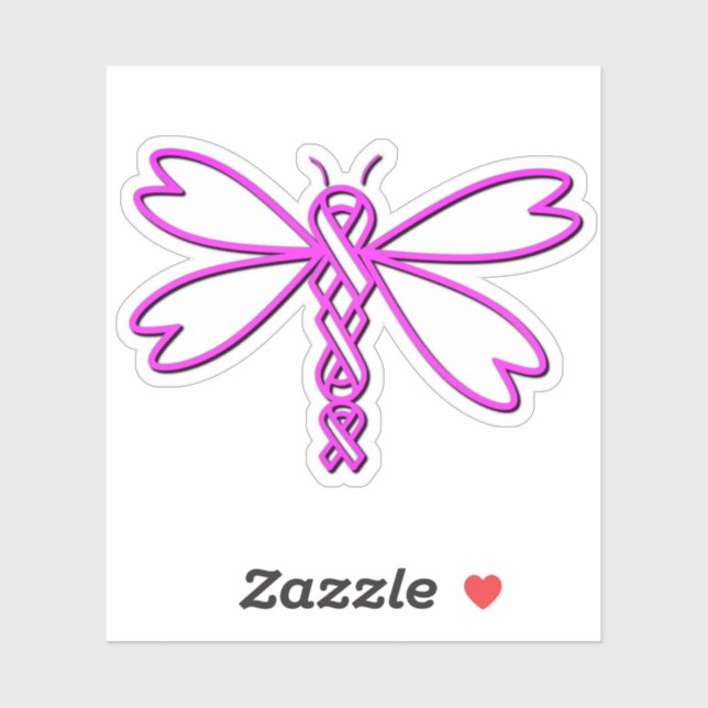 Sticker Dragonfly avec des rubans de cancer (Feuille)