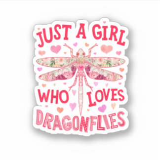 Sticker Dragonfly Just a Girl Who Log Bug Insect Flower