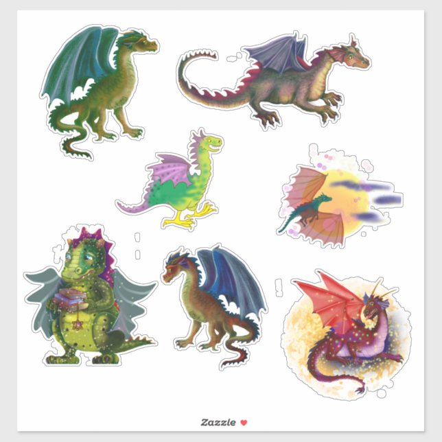 Sticker Dragons de dessin animé (Feuille)
