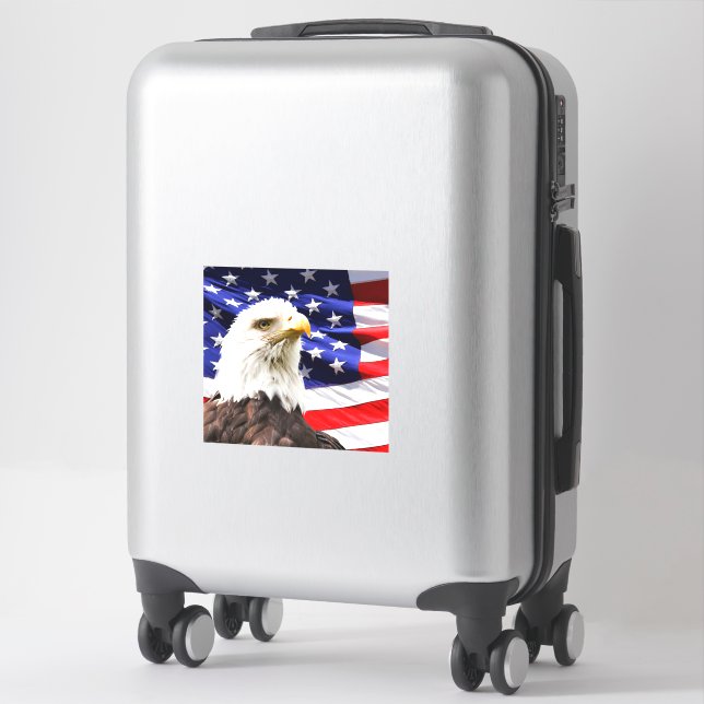 Sticker Drapeau américain avec aigle chauve (Sur valise)