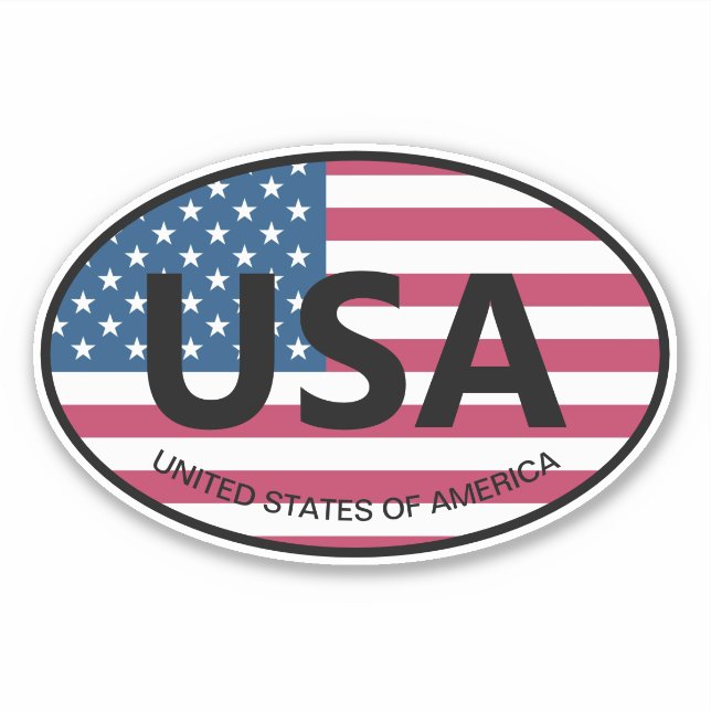 Sticker Drapeau américain code pays voiture vinyle ovale (Devant)
