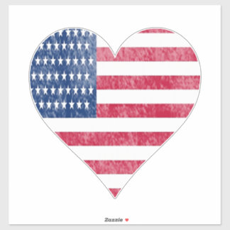 Sticker Drapeau américain dans le cœur