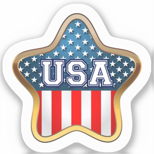 Sticker Drapeau américain en forme d'étoile (Recto)