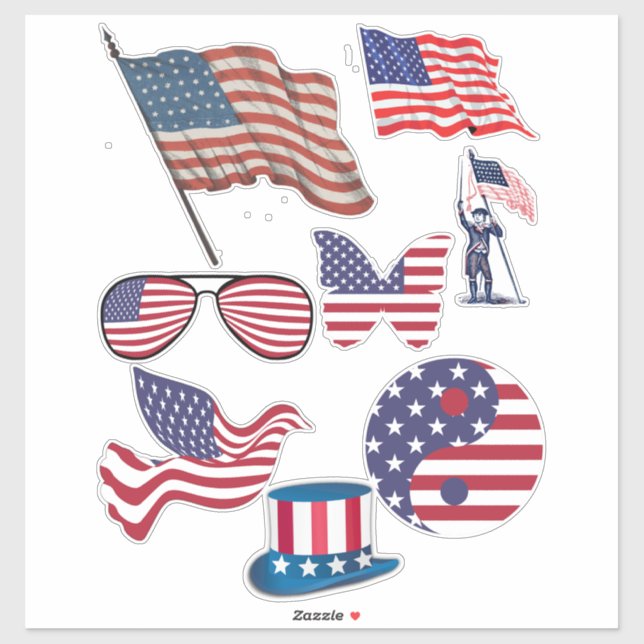 Sticker Drapeau américain étoiles rayures art patriotique (Feuille)