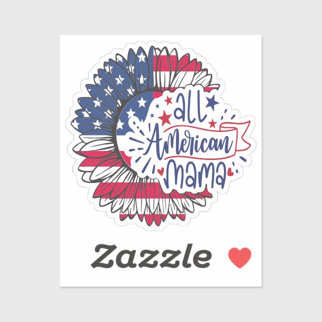 Sticker Drapeau américain Mama USA Rouge Blanc Bleu Patrio (Feuille)