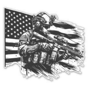 Sticker Drapeau américain Militaire Soldat Art Patriotique