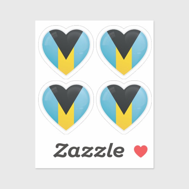Sticker Drapeau amoureux des Bahamas (Feuille)