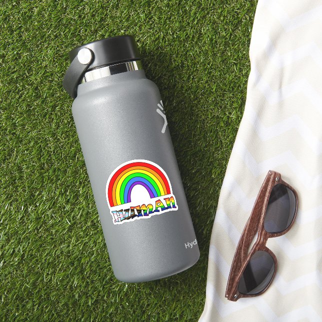 Sticker Drapeau arc-en-ciel de fierté ou de soutien LGBTQ+ (HydroFlask Insitu)