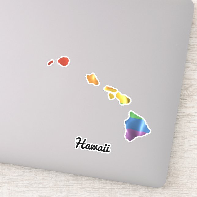 Sticker Drapeau arc-en-ciel Hawaii HI State Outline (Détail)