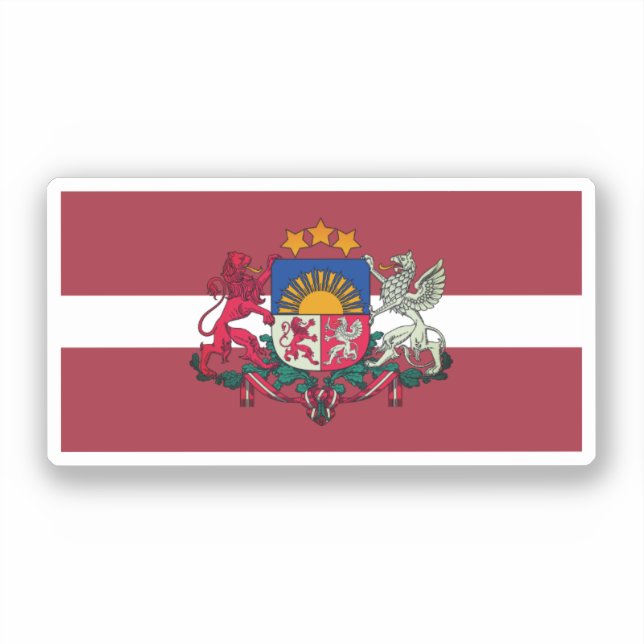 Sticker Drapeau/armoiries de Lettonie (Recto)