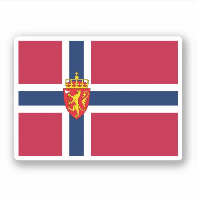 Sticker Drapeau/Armoiries de Norvège (Devant)