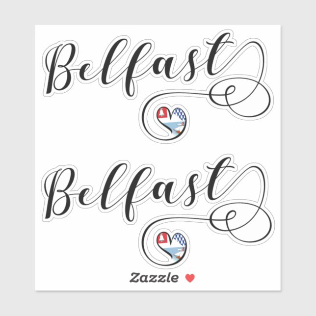 Sticker Drapeau Belfast dans le coeur (Feuille)
