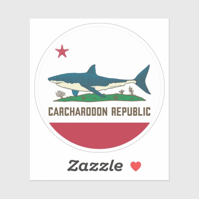 Sticker Drapeau blanc Carcharodon République de Californie (Feuille)