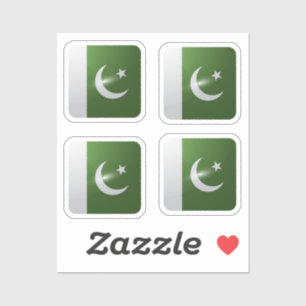 Sticker Drapeau carré brillant du Pakistan