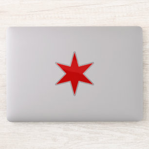 Sticker Drapeau Chicago Coupe Personnalisé Rouge 6 Points