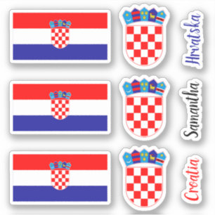 Sticker Drapeau Croate, Emblème Avec Nom Personnalisé Text