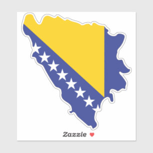 Sticker Drapeau de Bosnie-Herzégovine sur la carte du pays