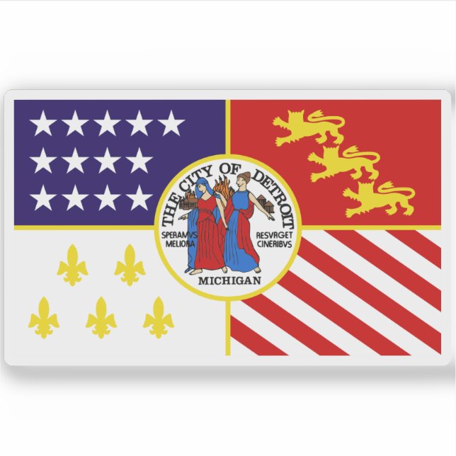 Sticker Drapeau de Detroit, Michigan (1976-2000) (Devant)