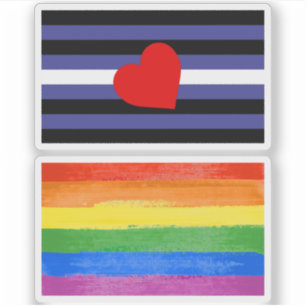 Sticker Drapeau de fierté en cuir et cœur