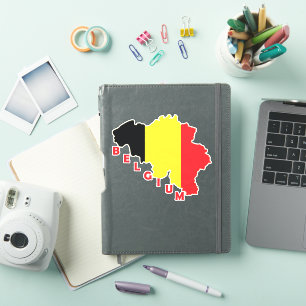 Sticker Drapeau de la Belgique sur la carte du pays
