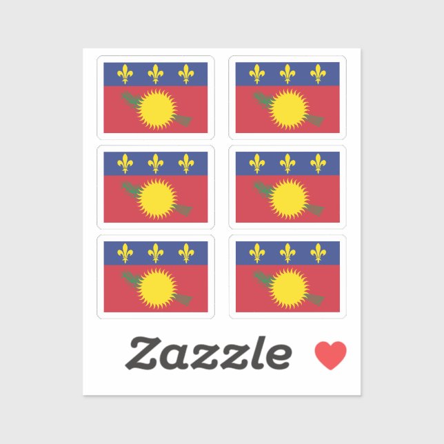 Sticker Drapeau de la collection Guadeloupe pack de 6 (Feuille)