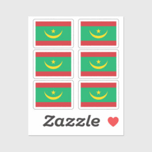 Sticker Drapeau de la collection Mauritanie pack de 6