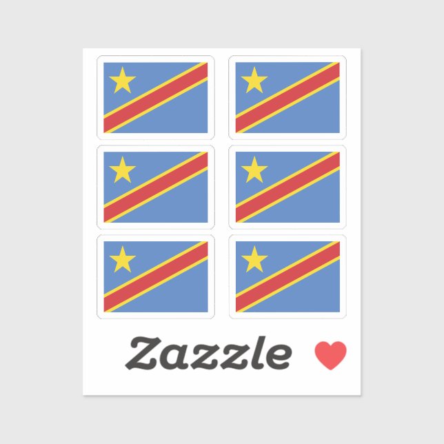 Sticker Drapeau de la Collection RD Congo pack de 6 (Feuille)