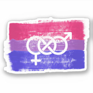 Sticker Drapeau de la fierté du symbole bisexuel peint