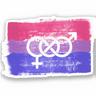 Sticker Drapeau de la fierté du symbole bisexuel peint