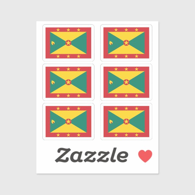 Sticker Drapeau de la Grenade Collection pack de 6 (Feuille)