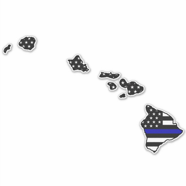 Sticker Drapeau de la ligne bleue mince Hawaii (Devant)